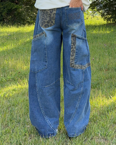 レオパードパッチワークデニムパンツ RG7266