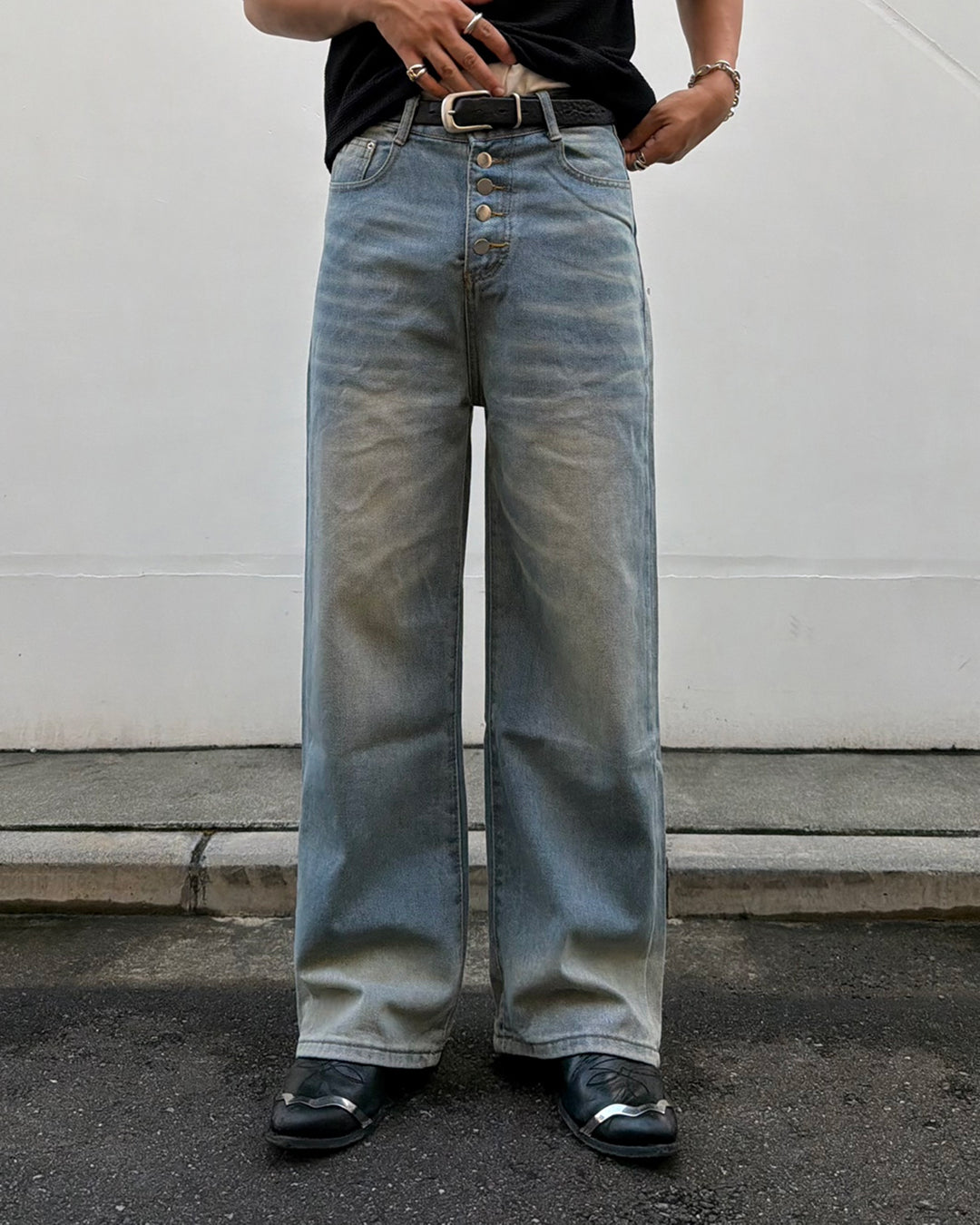 オーバーダイダメージワイドデニムパンツ RG7324