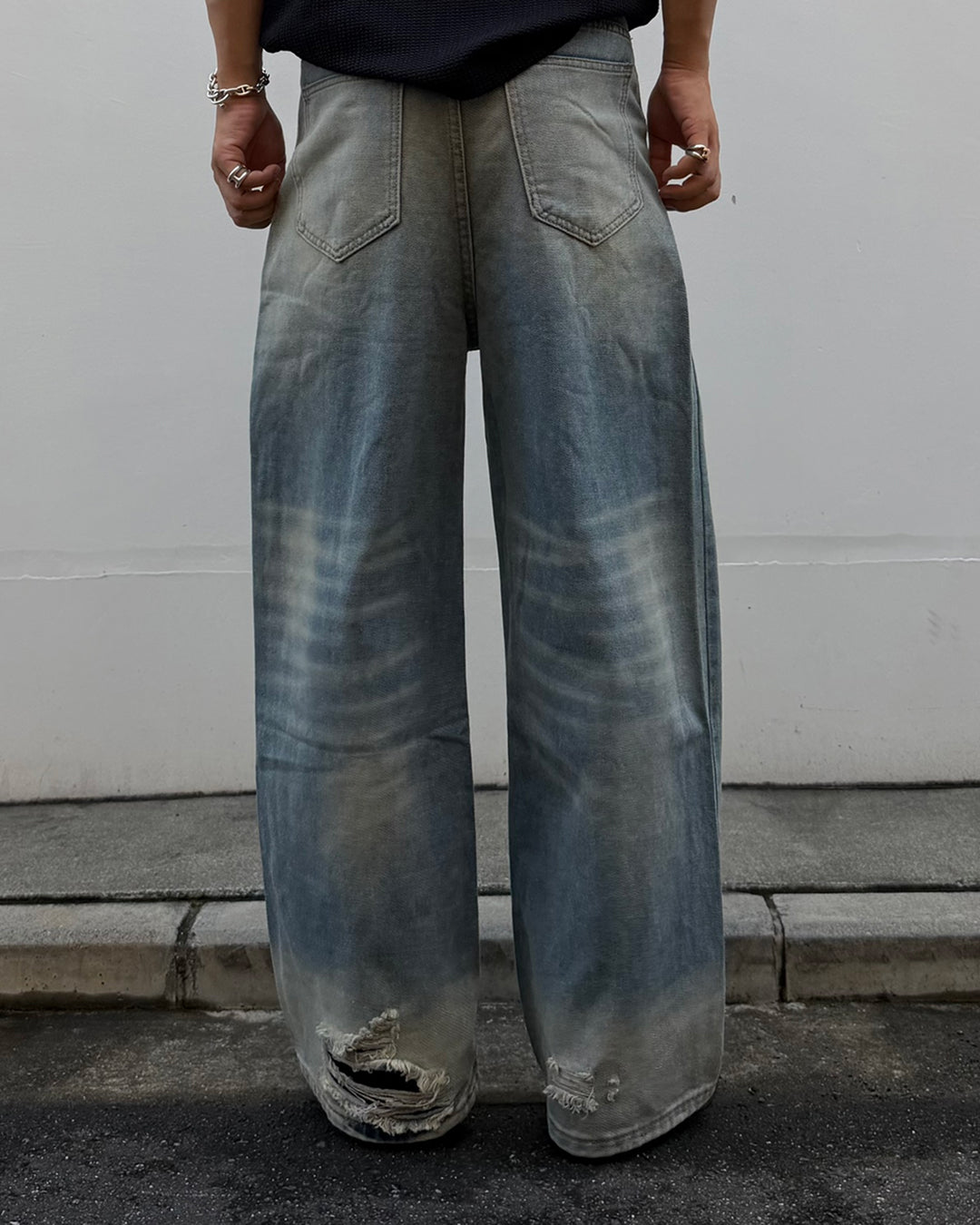オーバーダイダメージワイドデニムパンツ RG7324