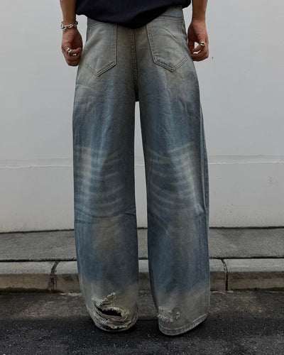 オーバーダイダメージワイドデニムパンツ RG7324