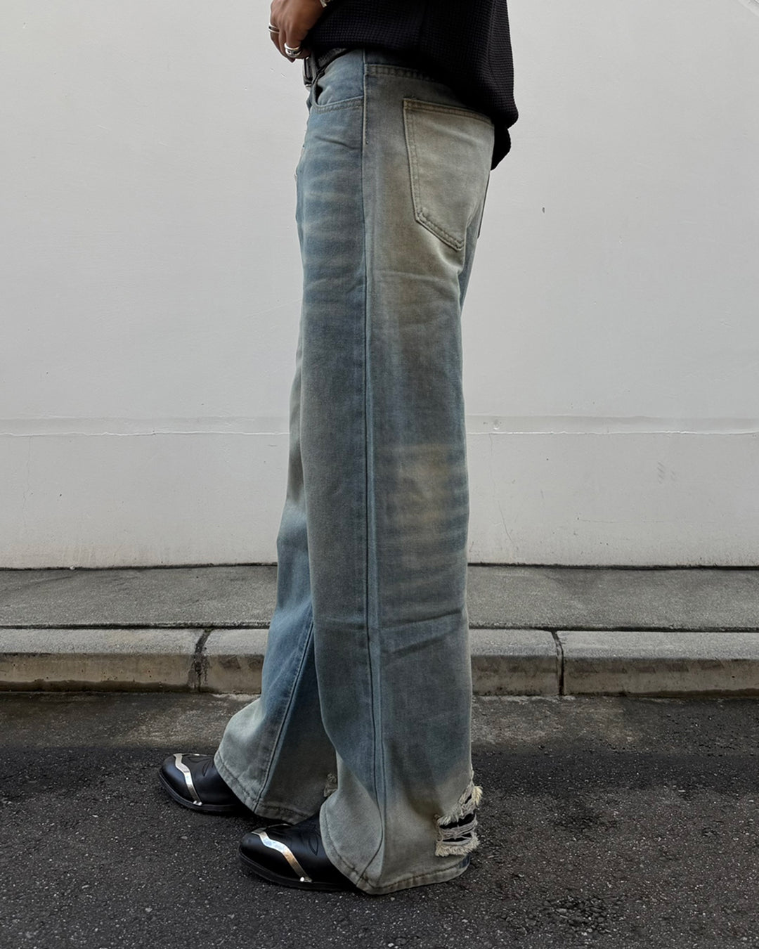オーバーダイダメージワイドデニムパンツ RG7324