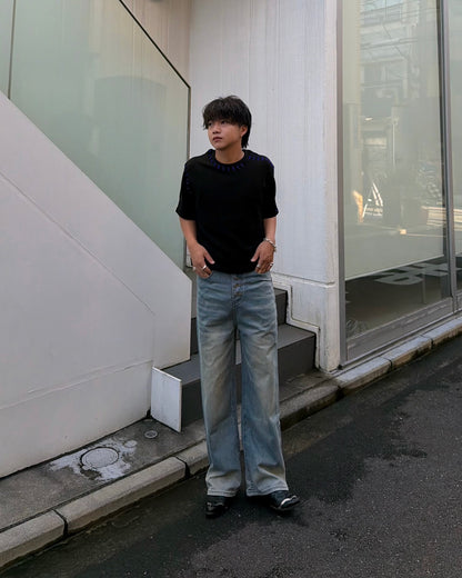 オーバーダイダメージワイドデニムパンツ RG7324