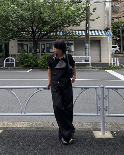 デザインラペルストライプシャツ RG7329