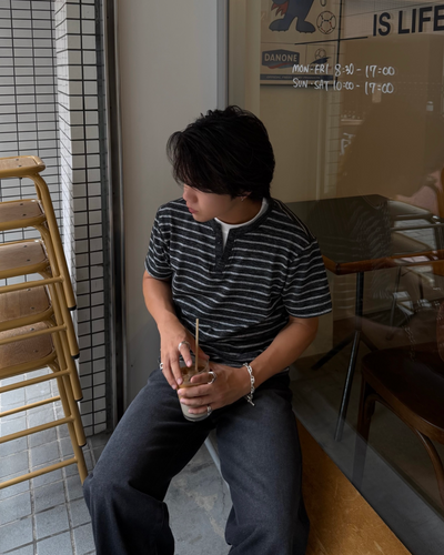 フェイクレイヤードヘンリーネックTシャツ RG7345