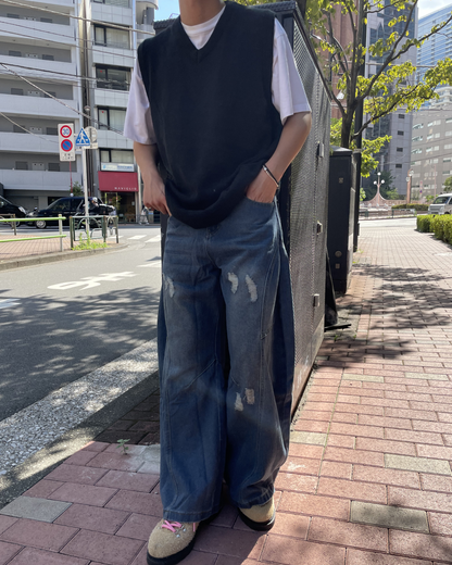 【即納】ダメージワイドカーブデニム