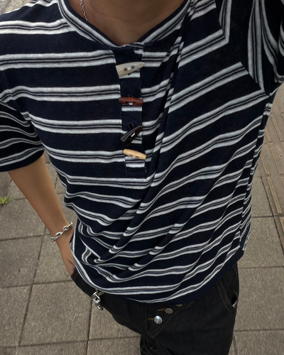 トグルボタンボーダーヘンリーTシャツ RG7388