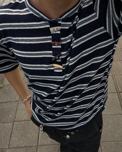 トグルボタンボーダーヘンリーTシャツ RG7388