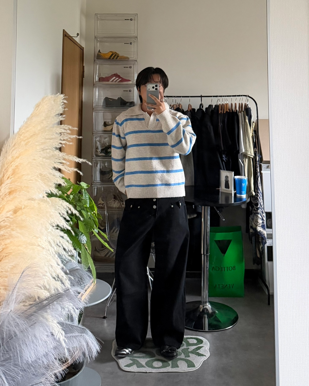 フロントボタンデザインワイドパンツ RG7464