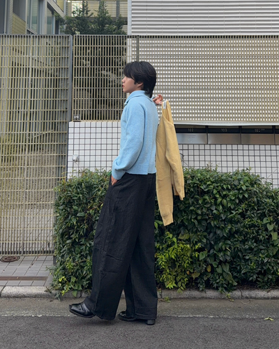 ブラックワイドシルエットデニムパンツ RG7469