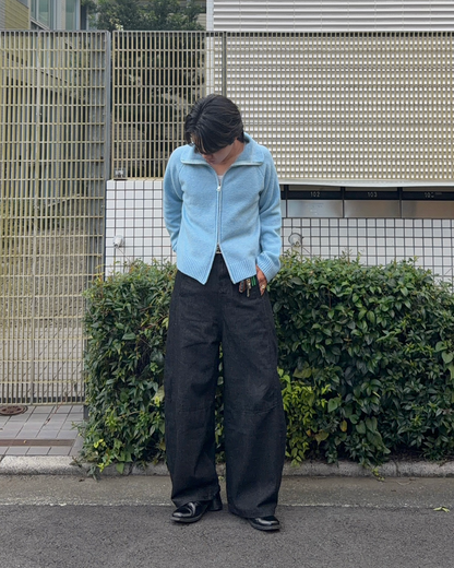 ブラックワイドシルエットデニムパンツ RG7469