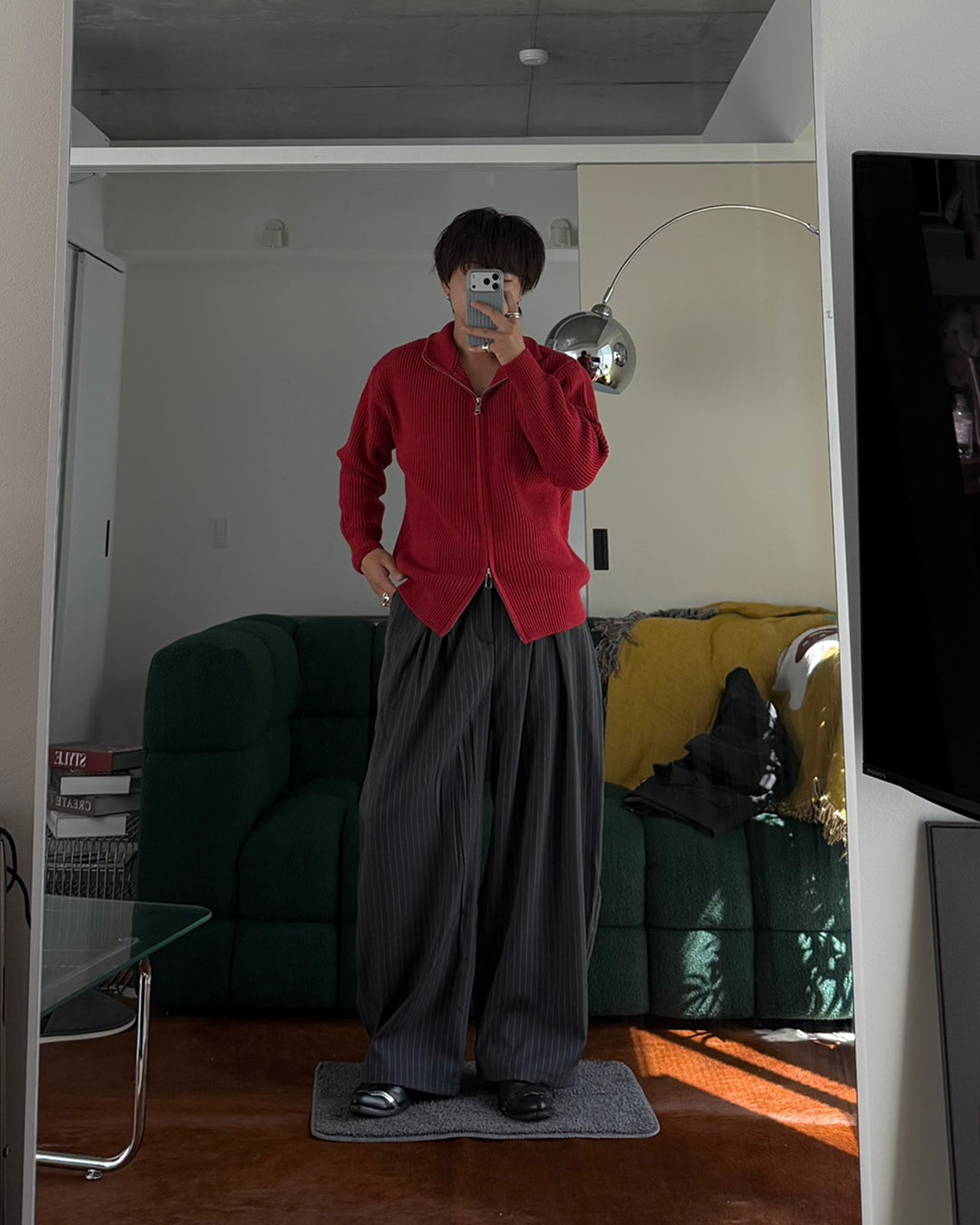 ドレープルーズストライプワイドパンツ RG7629