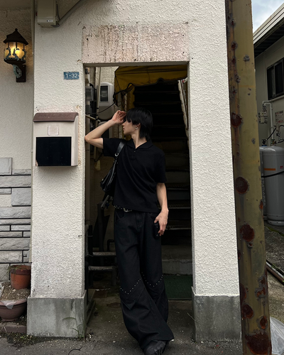 スタッズレイヤードデザインパンツ RI0087