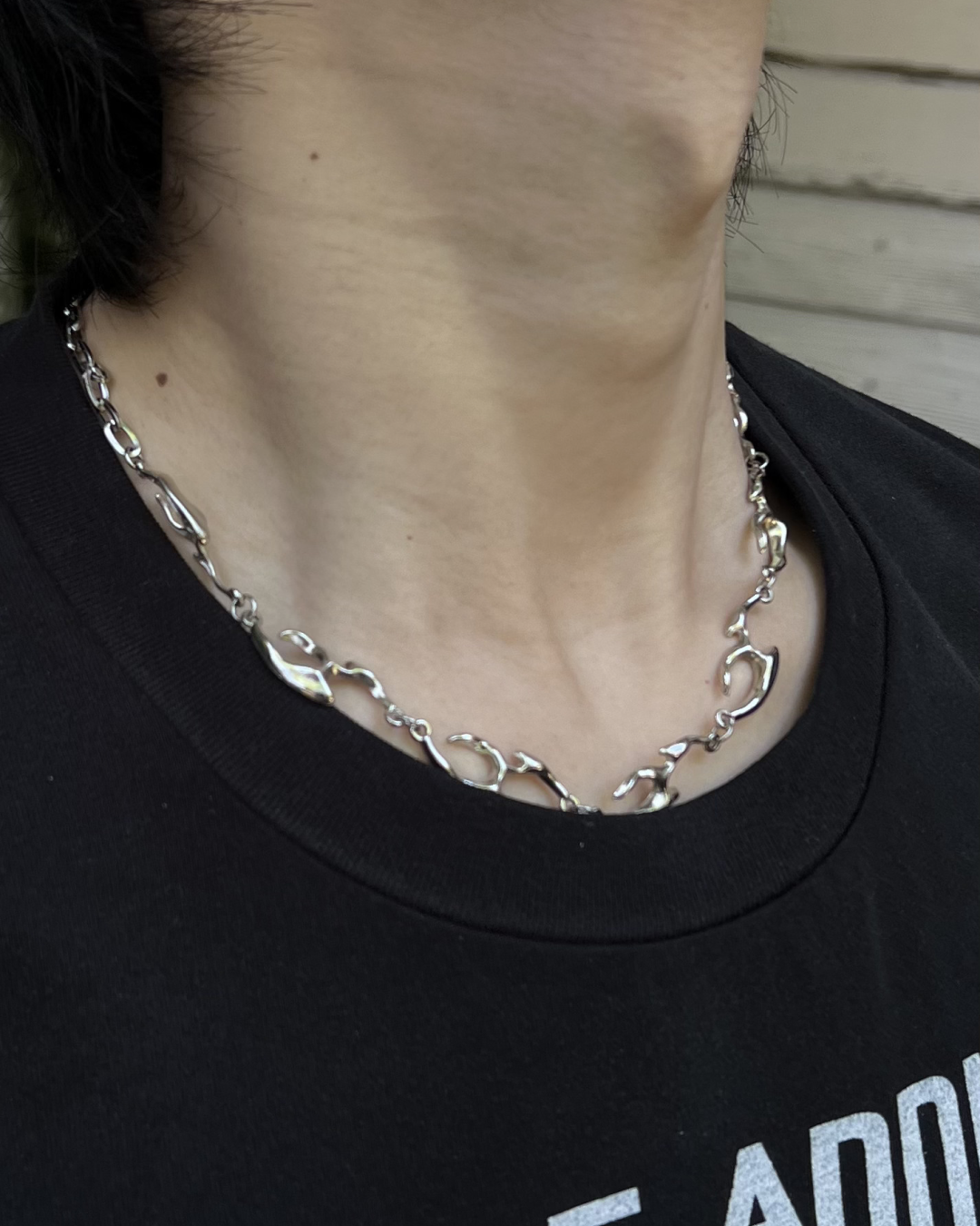 シルバーチェーンアシンメトリーネックレス RI0100