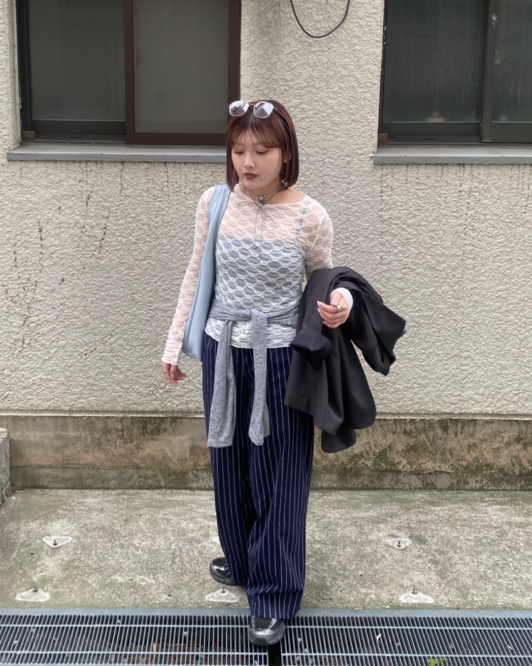 ストライプストレートスラックス RK0001