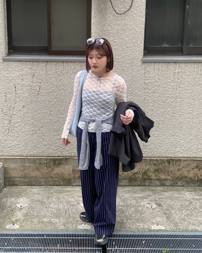 ストライプストレートスラックス RK0001