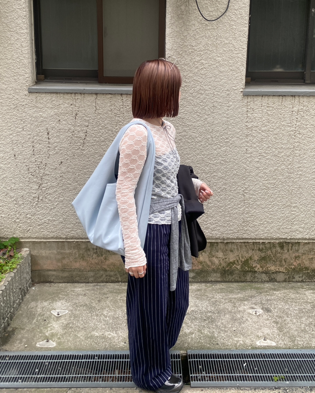 ストライプストレートスラックス RK0001