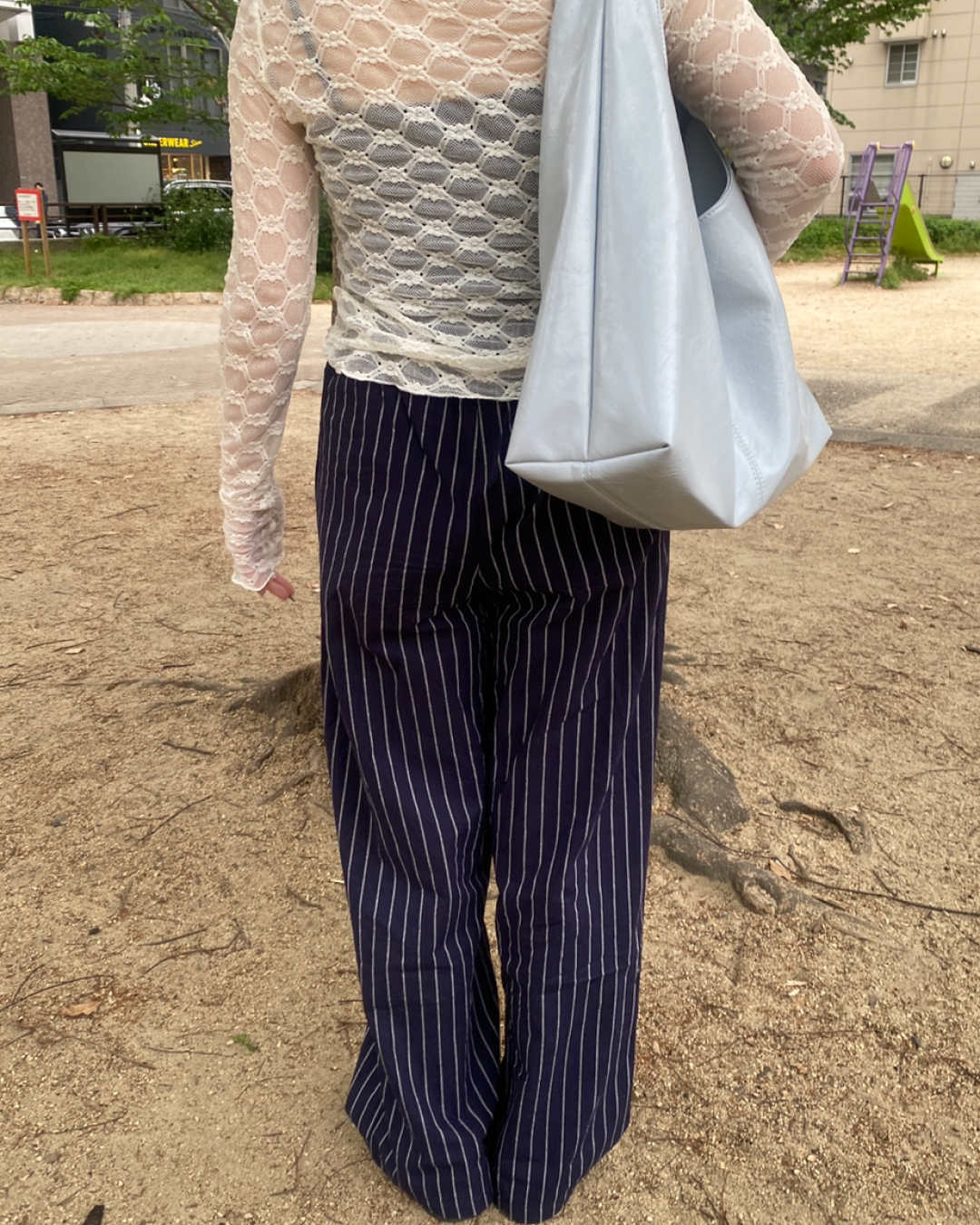 ストライプストレートスラックス RK0001