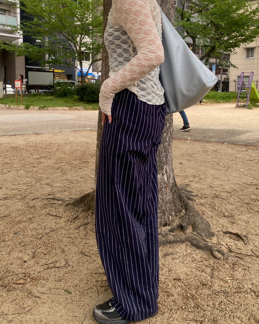 ストライプストレートスラックス RK0001