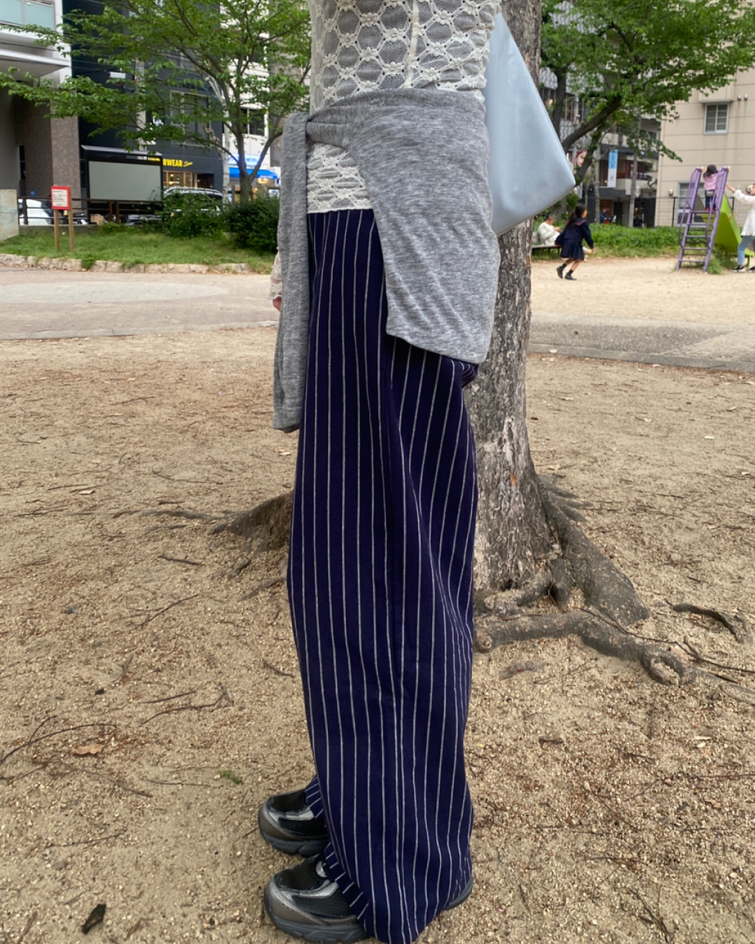 ストライプストレートスラックス RK0001