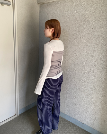 レイヤード風ウエストアシンメトリーロングスリーブTシャツRK0093