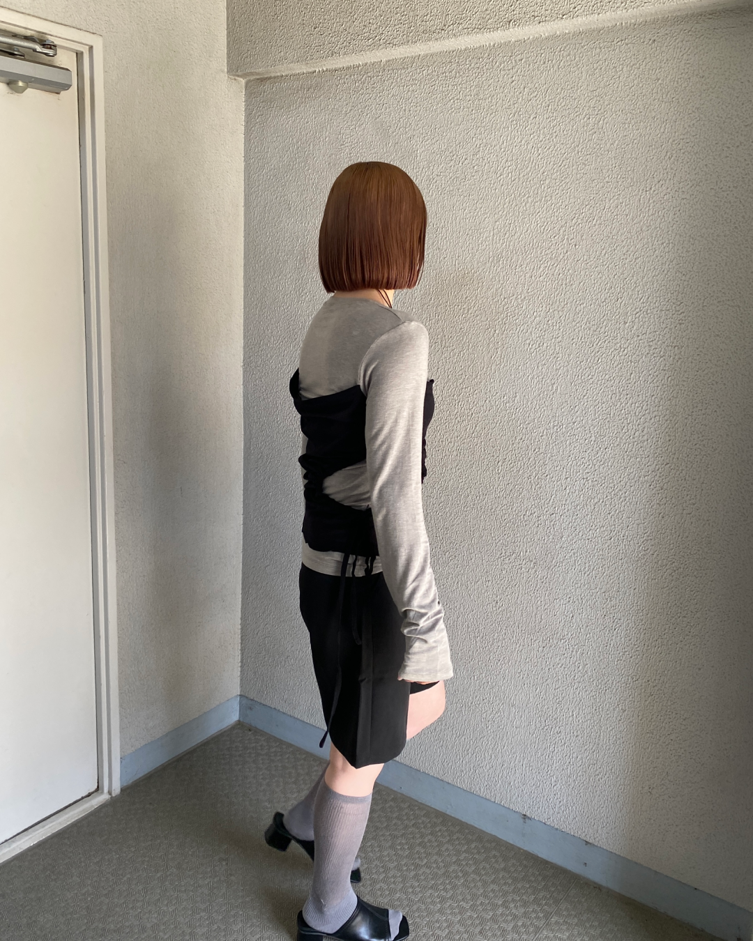 レイヤード風ウエストアシンメトリーロングスリーブTシャツRK0093