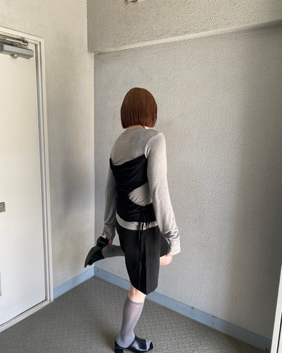 レイヤード風ウエストアシンメトリーロングスリーブTシャツRK0093