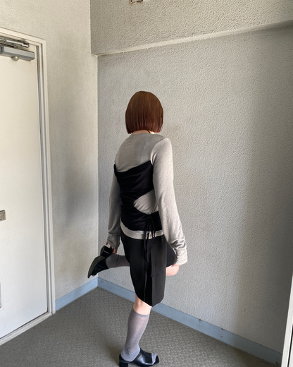 レイヤード風ウエストアシンメトリーロングスリーブTシャツRK0093