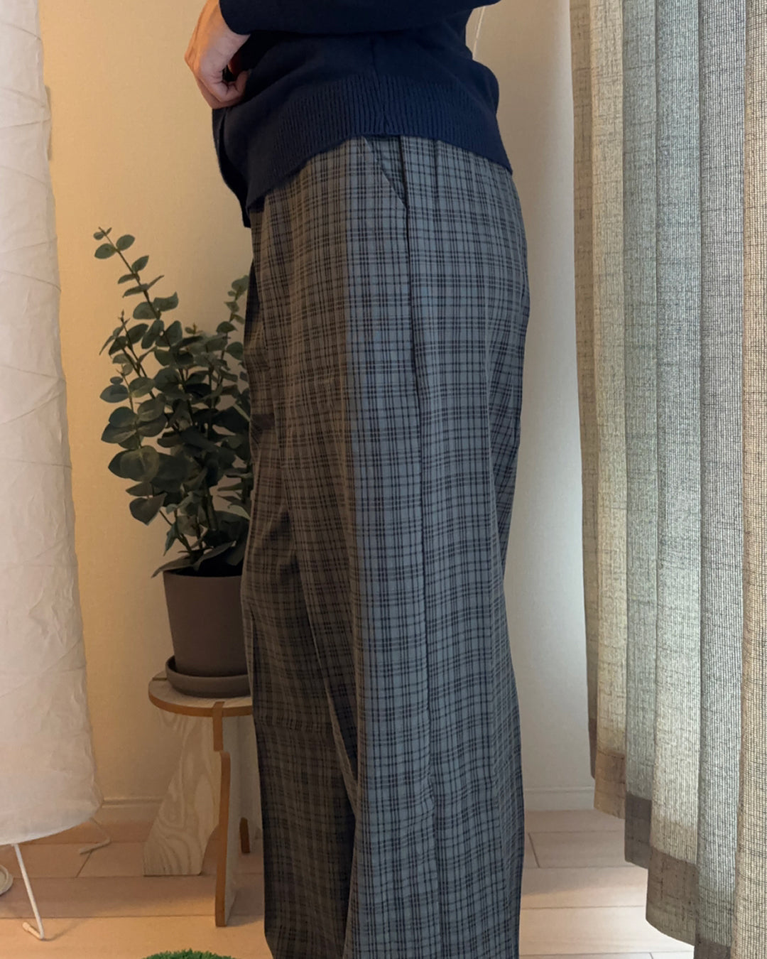チェック柄ストレートパンツ RM0100