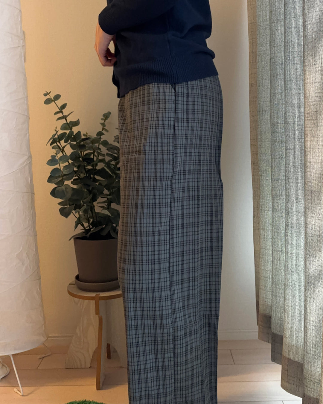 チェック柄ストレートパンツ RM0100