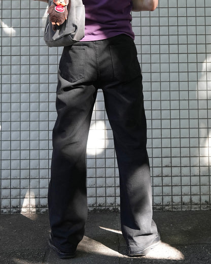 ブラックワイドストレートデニム RN0014