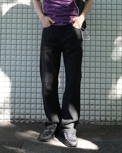 ブラックワイドストレートデニム RN0014