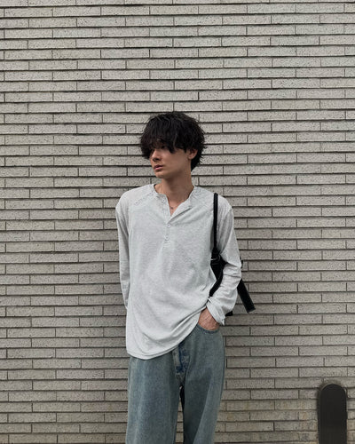 ルーズシルエットヘンリーネックラグランロングTシャツ RN0032