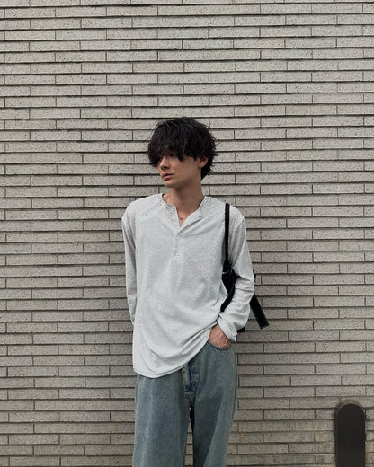 ルーズシルエットヘンリーネックラグランロングTシャツ RN0032