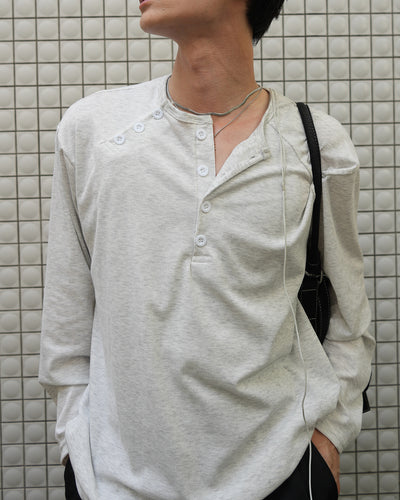 ルーズシルエットヘンリーネックラグランロングTシャツ RN0032