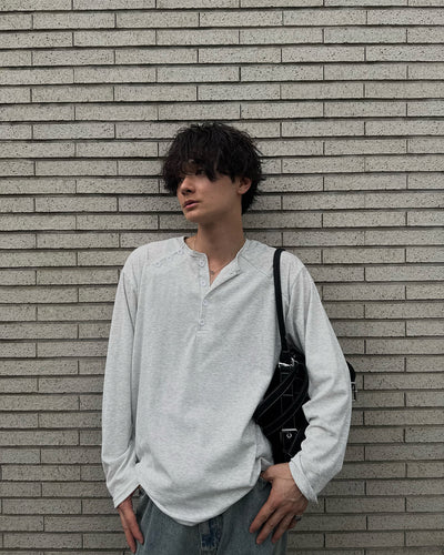 ルーズシルエットヘンリーネックラグランロングTシャツ RN0032