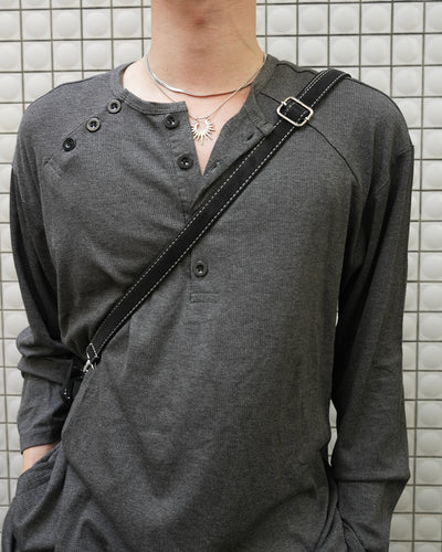 ルーズシルエットヘンリーネックラグランロングTシャツ RN0032