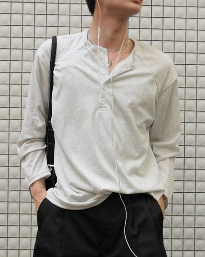 ルーズシルエットヘンリーネックラグランロングTシャツ RN0032