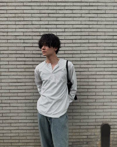 ルーズシルエットヘンリーネックラグランロングTシャツ RN0032
