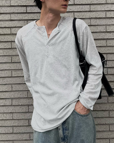 ルーズシルエットヘンリーネックラグランロングTシャツ RN0032