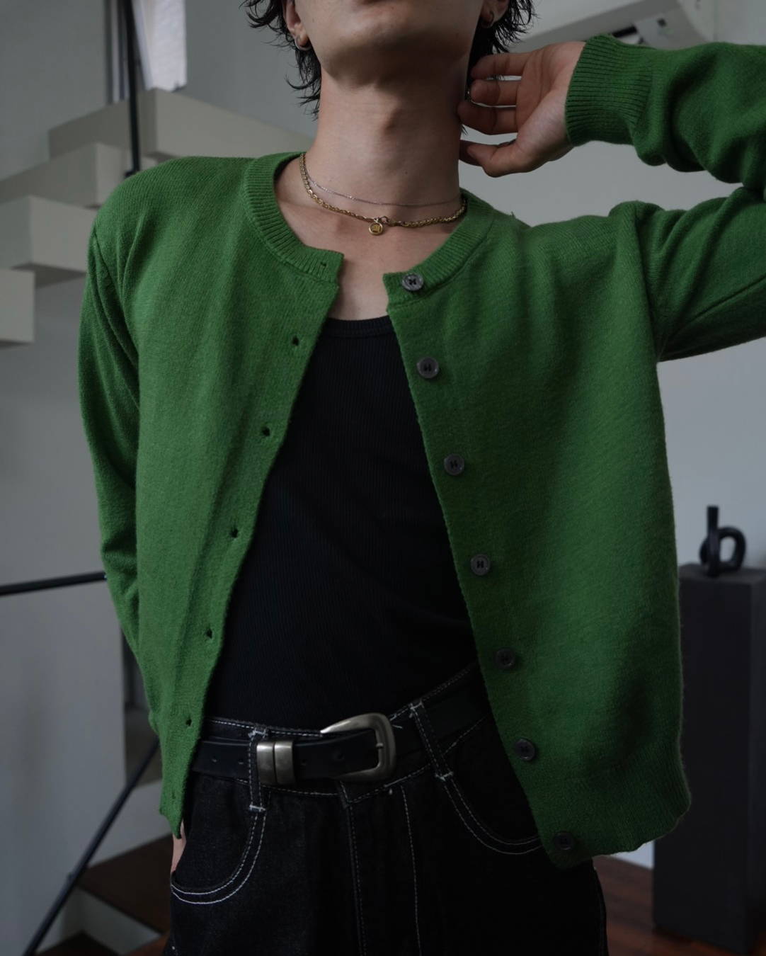 ポロカラーニットカーディガン RN0033