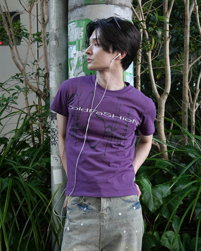 グラフィックプリントスリムフィットTシャツ RN0043