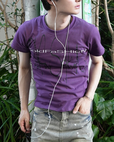 グラフィックプリントスリムフィットTシャツ RN0043