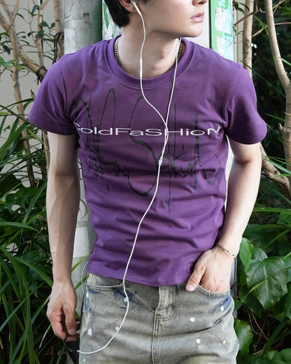 グラフィックプリントスリムフィットTシャツ RN0043