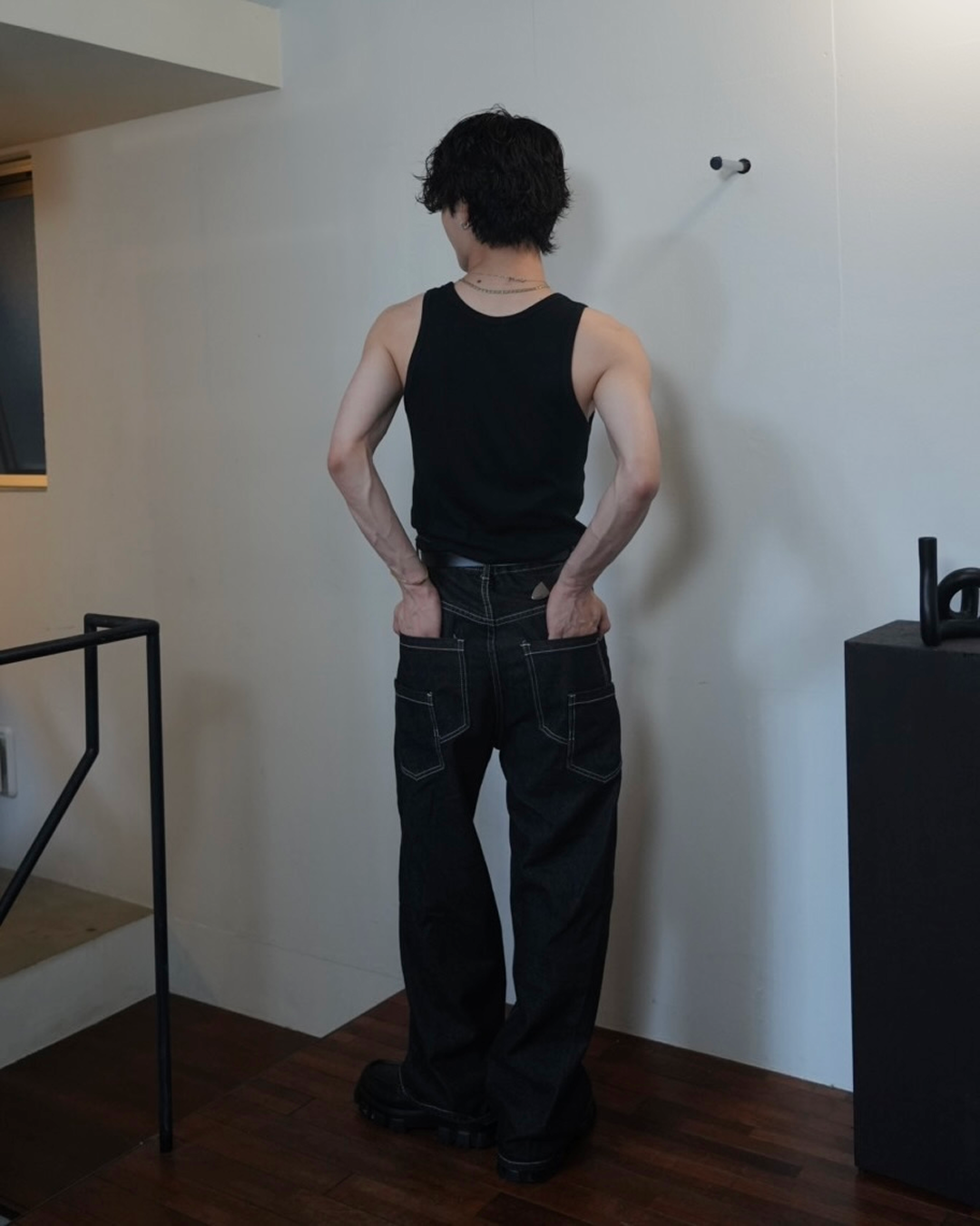 ステッチスプリットマルチポケットワイドデニム RN0069