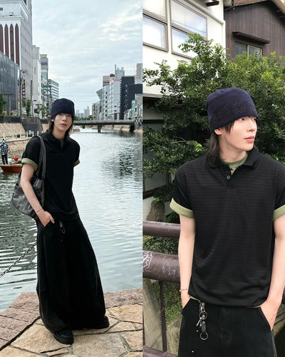 ボーダーヘンリーネックTシャツ RO0018