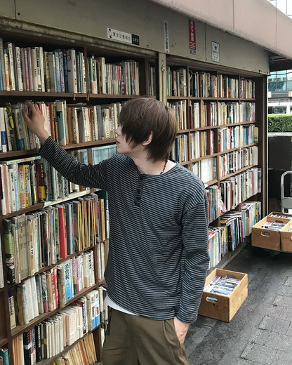 ボーダーヘンリーネックロンT RO0066