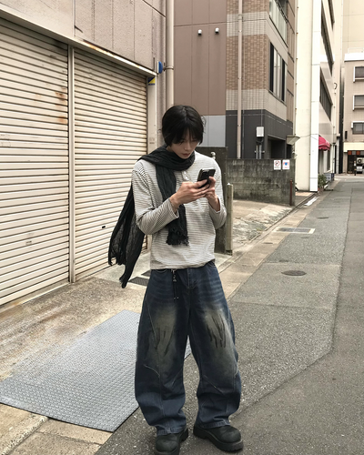 ボーダーヘンリーネックロンT RO0066