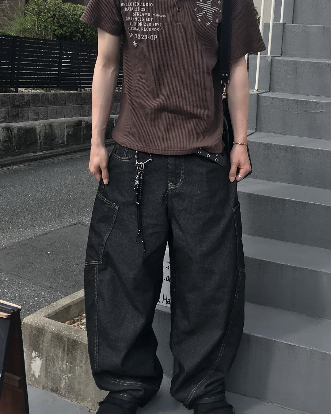 カーブステッチワイドパンツ RO0093