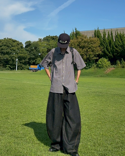 ブラックカーブデニムパンツ RR0009