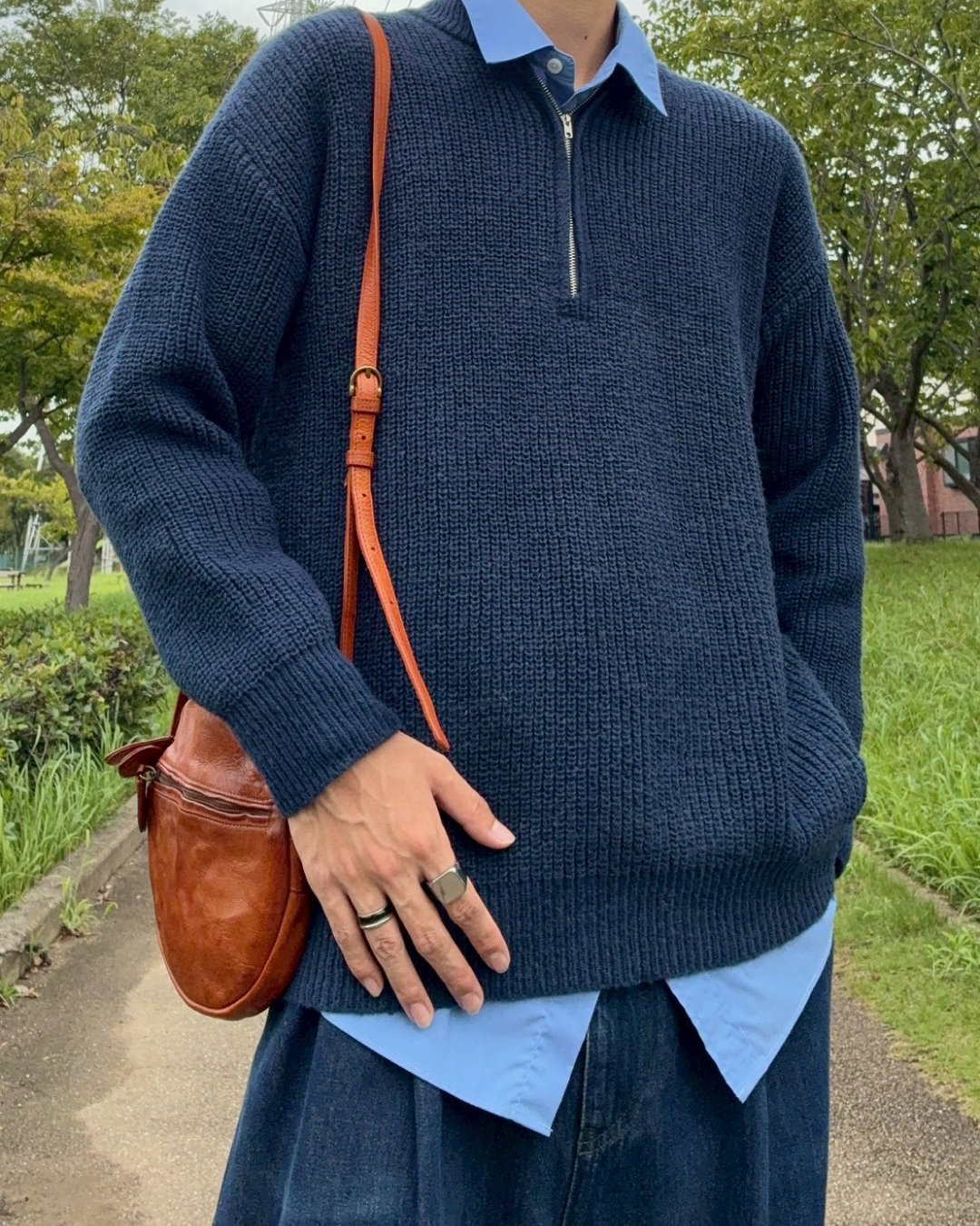 IRON HEART コーデュロイ襟 セーター L ダークネイビー IRON HEART コーデュロイ襟 セーター L ダークネイビー IRON HEART